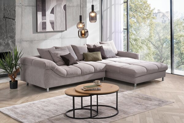 ROHOVÁ SEDAČKA, textil, šedá, barvy stříbra Carryhome - Sedací soupravy