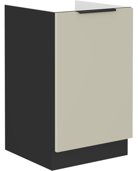 Jednodveřová dřezová skříňka AGAFIJA - šířka 50 cm, cashmere / černá