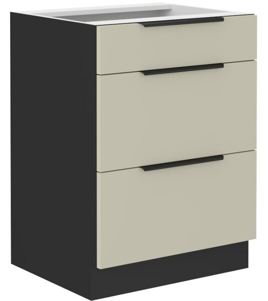 Šuplíková skříňka AGAFIJA - šířka 60 cm, cashmere / černá