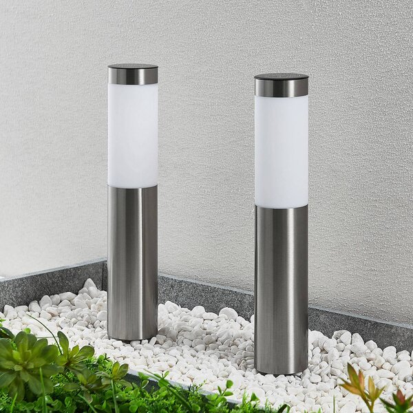 Lindby Solární lampa Sirita LED se zemním hrotem, sada 2 kusů, Hliník / šedá / zinek, Nerezová ocel, Moderní