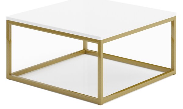 Konferenční stolek BELTEN, 65x33x65, zlatá/bílá