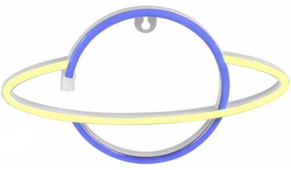 LED Neonová nástěnná dekorace PLANET LED/3W/3xAA USB modrá/žlutá
