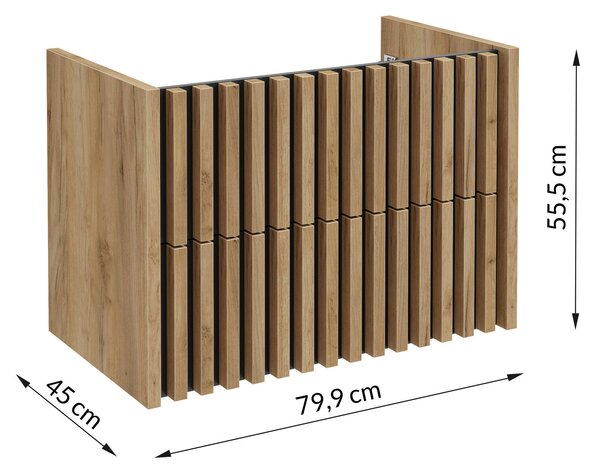 SKŘÍŇKA S UMYVADLEM, černá, barvy dubu, barvy dubu, 81 cm MID.YOU - Koupelnové série, Online Only