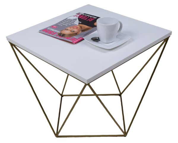 Konferenční stolek DIANA, 50x45x50, zlatá/bílá