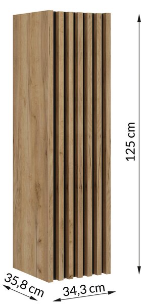 MIDI SKŘÍŇKA, černá, barvy dubu, barvy zlata, 35/125/36 cm MID.YOU - Úzké skříňky do koupelny, Online Only
