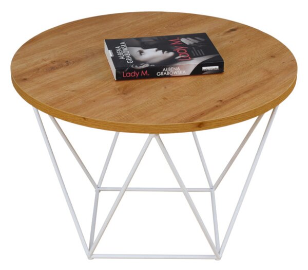 Konferenční stolek LIAN, 55x37x55, bílá/dub artisan