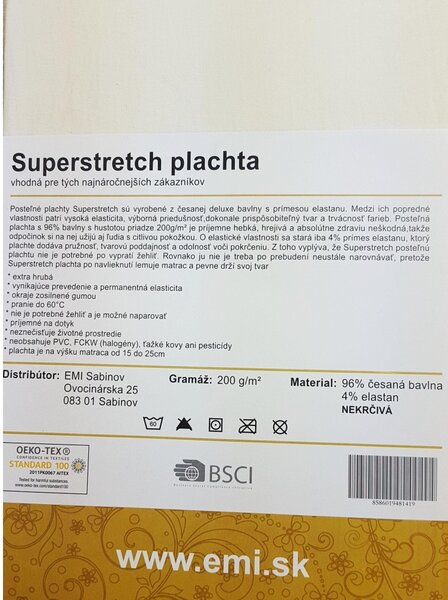 Prostěradlo přírodní Superstretch EMI, Plachta 90 (100)x200