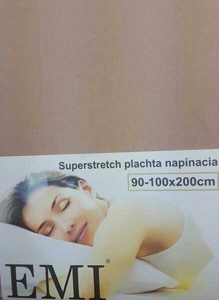 Prostěradlo oříškové Superstretch EMI, Plachta 90 (100)x200