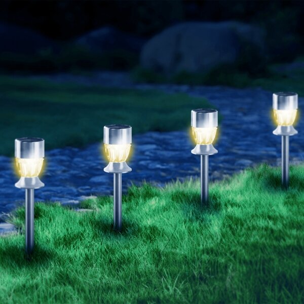 Aigostar - LED Solární lampa LED/0,006W/1,2V 35,5cm chrom 2700K IP44