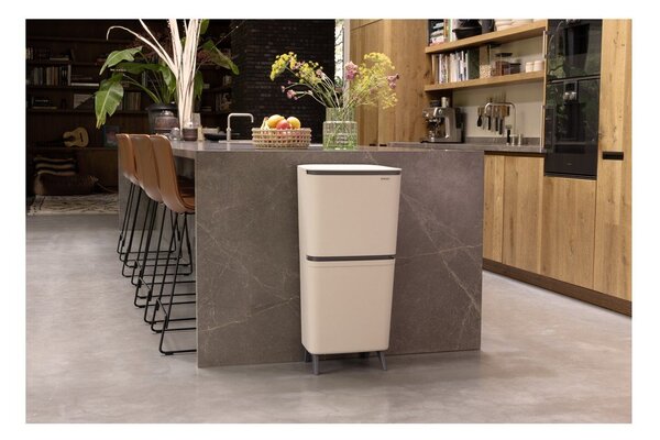 Béžový plastový odpadkový koš 25+10+10 l na tříděný odpad SortUp Recycle Hi – Brabantia