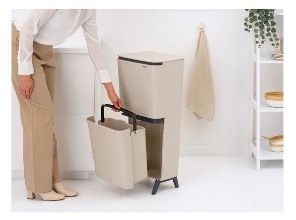 Béžový plastový odpadkový koš 25+10+10 l na tříděný odpad SortUp Recycle Hi – Brabantia