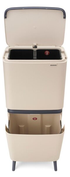 Béžový plastový odpadkový koš 25+10+10 l na tříděný odpad SortUp Recycle Hi – Brabantia