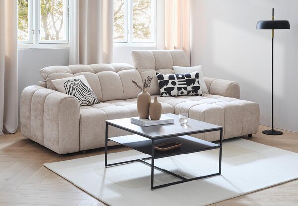 SEDACÍ SOUPRAVA, dřevo, kov, plast, textil, béžová Xora - Sedací soupravy