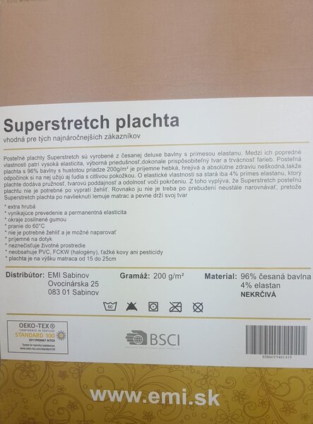 Prostěradlo oříškové Superstretch EMI, Plachta 90 (100)x200