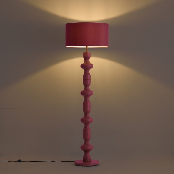 Retro stojací lampa švestková s látkovým stínidlem 160 cm - Captain