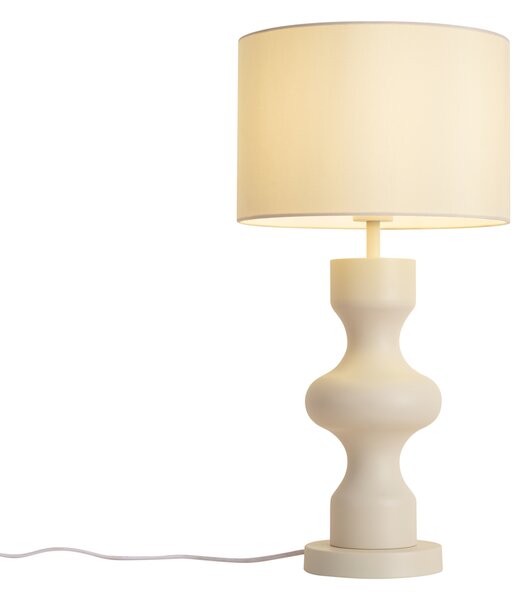 Retro stolní lampa béžová s látkovým stínidlem - Captain