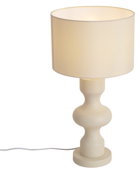 Retro stolní lampa béžová s látkovým stínidlem - Captain
