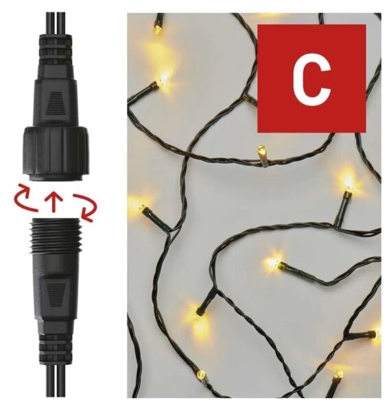 LED Venkovní řetěz 50xLED/5m IP44 teplá bílá