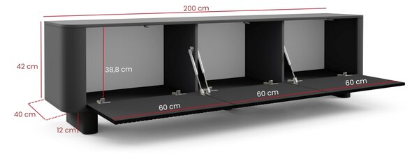 TV stolek Trenza 200 cm - Černý