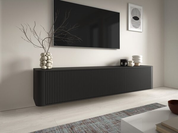 Závěsný TV stolek Trenza 200 cm - Černý