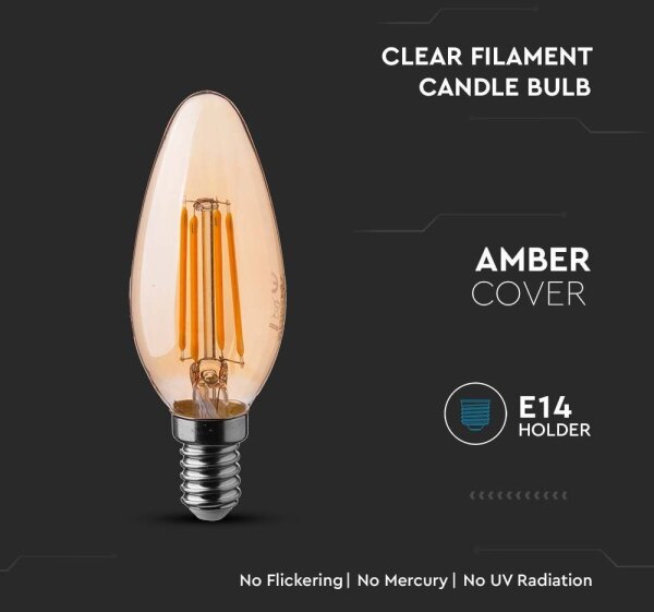 LED Žárovka FILAMENT AMBER E14/4W/230V 2200K