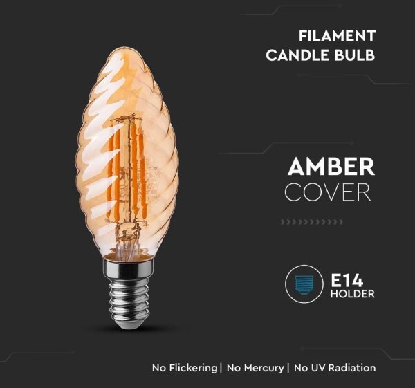 LED Žárovka FILAMENT AMBER E14/4W/230V 2200K