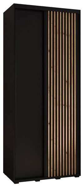 Šatní skříň BAYLIN 1 - 100/45 cm, černá / černá / dub artisan