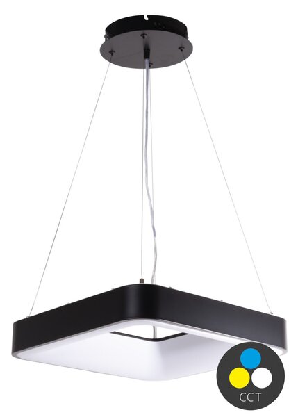 T-LED Černé závěsné LED svítidlo hranaté 600x600mm 60W CCT 105552