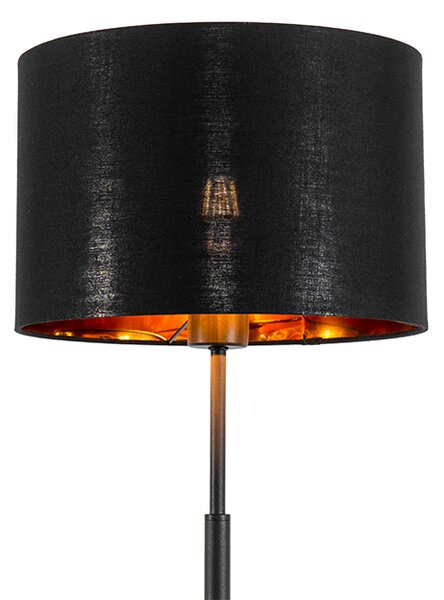 Chytrá stojací lampa černá se zlatým kulatým vč. WiFi A60 - VT