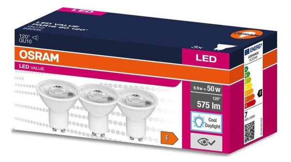 SADA 3x LED Žárovka PAR16 GU10/6,9W/230V 6500K - Osram