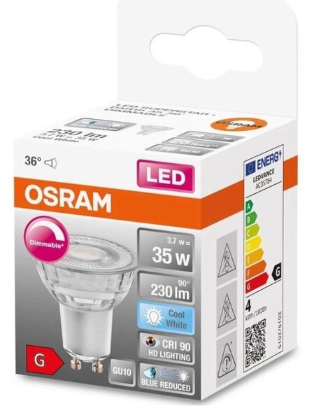 LED Stmívatelná žárovka PAR16 GU10/3,7W/230V 4000K CRI 90 - Osram