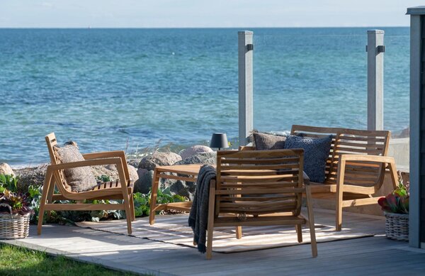 Nordic Living Teakový zahradní set lavice, dvou křesel a stolku Santander