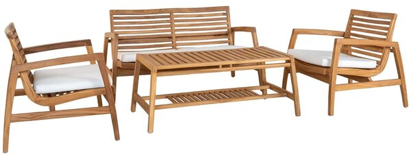 Nordic Living Teakový zahradní set lavice, dvou křesel a stolku Santander