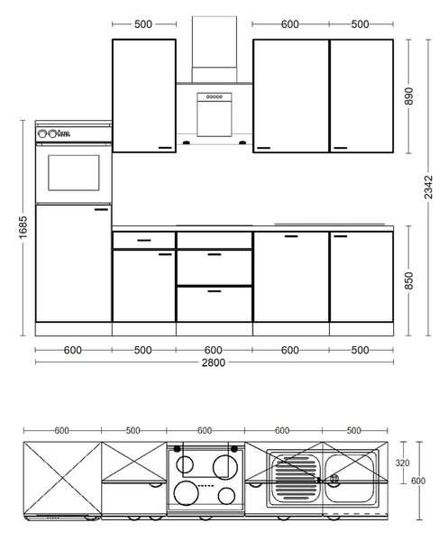 KUCHYŇSKÝ BLOK 280 cm FlexWell - Online Only kuchyňské linky, Online Only