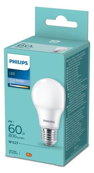 LED Žárovka Philips A60 E27/8W/230V 6500K