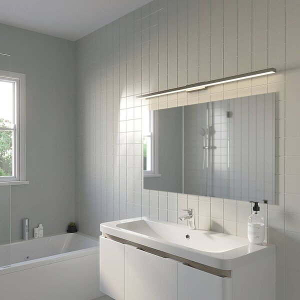 Lindby LED koupelnové a zrcadlové svítidlo Alenia, 120 cm, chrom, Chrom / stříbro, Koupelna, Hliník, Moderní