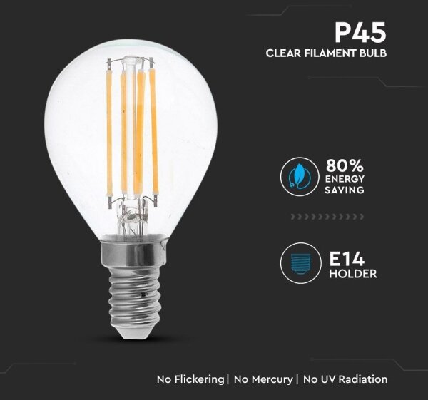 LED Žárovka FILAMENT P45 E14/4W/230V 4000K