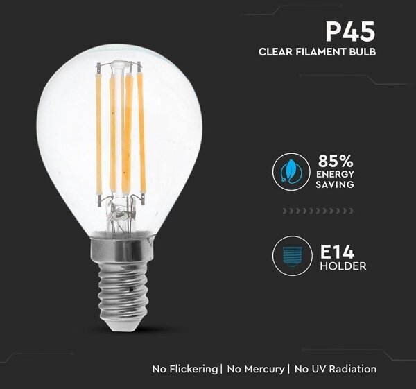 LED Žárovka FILAMENT P45 E14/6W/230V 2700K