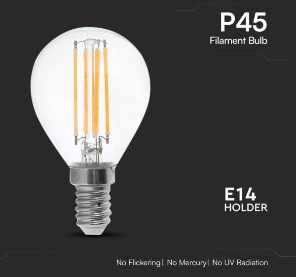 LED Žárovka FILAMENT P45 E14/6W/230V 4000K