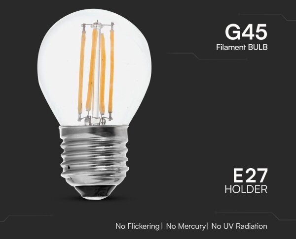 LED Žárovka FILAMENT G45 E27/6W/230V 6500K