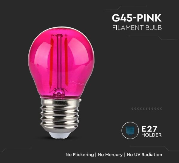 LED Žárovka FILAMENT G45 E27/2W/230V růžová