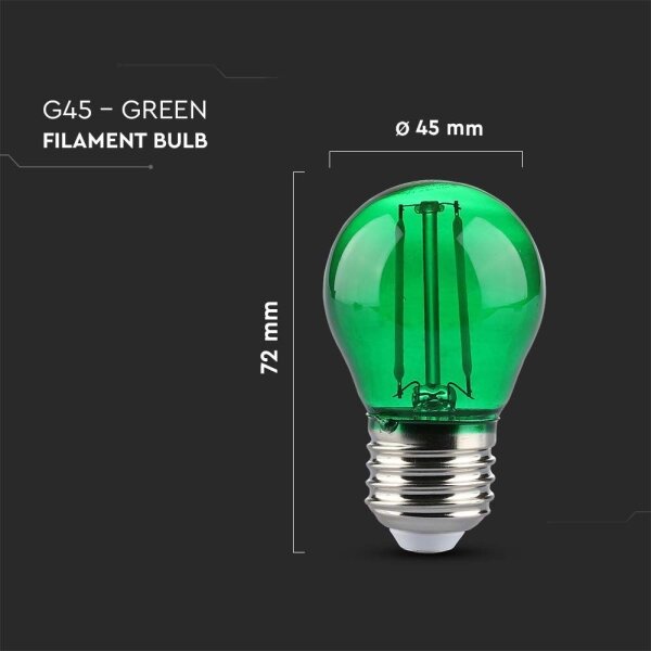 LED Žárovka FILAMENT G45 E27/2W/230V zelená