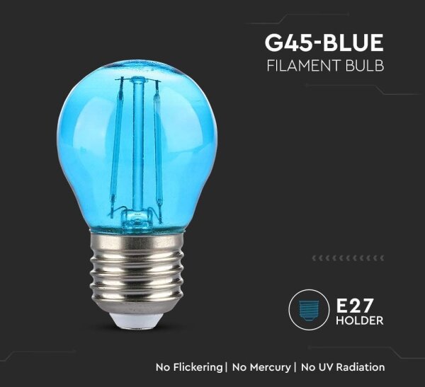 LED Žárovka FILAMENT G45 E27/2W/230V modrá