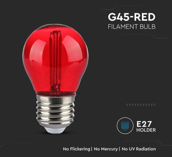 LED Žárovka FILAMENT G45 E27/2W/230V červená