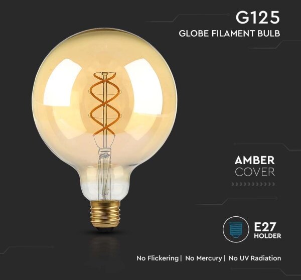 LED Žárovka FILAMENT G125 E27/5W/230V 1800K