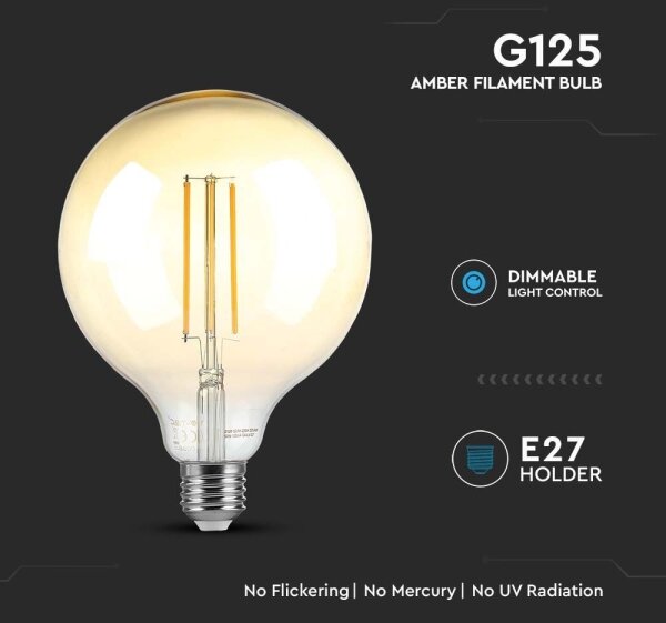 LED Stmívatelná žárovka FILAMENT G125 E27/8W/230V 2200K