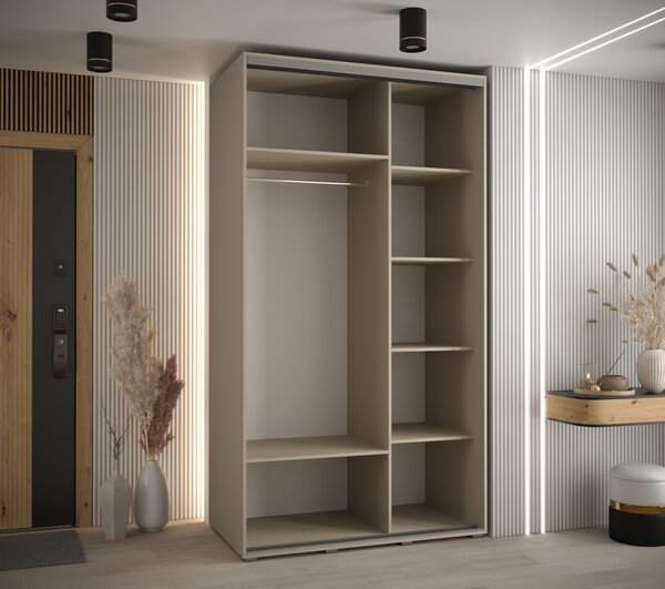 Šatní skříň INDIRA 2 - 130/60 cm, kašmír / stříbrná