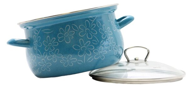 BELIS Smaltovaný hrnec se skleněnou poklicí ø 16 cm - 2 l - FLOWER - 51016-155DDF05