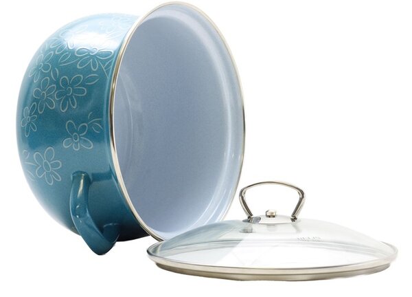 BELIS Smaltovaný hrnec se skleněnou poklicí ø 16 cm - 2 l - FLOWER - 51016-155DDF05