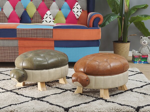 Zvířecí stolička TURTLE Umělá kůže Tmavě zelená Želva